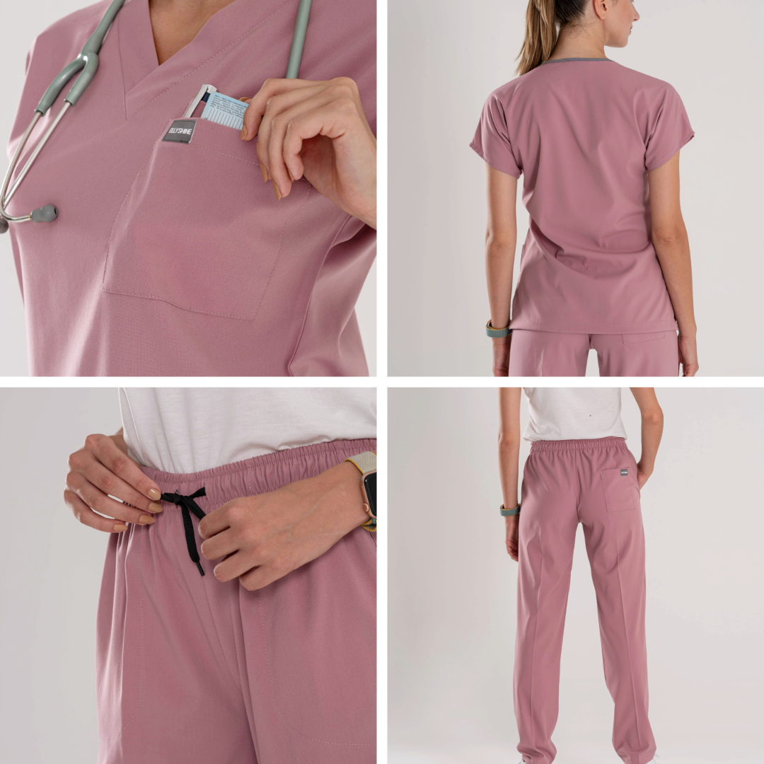 Professional Medical Scrubs Uniforms for Women Set Pink
