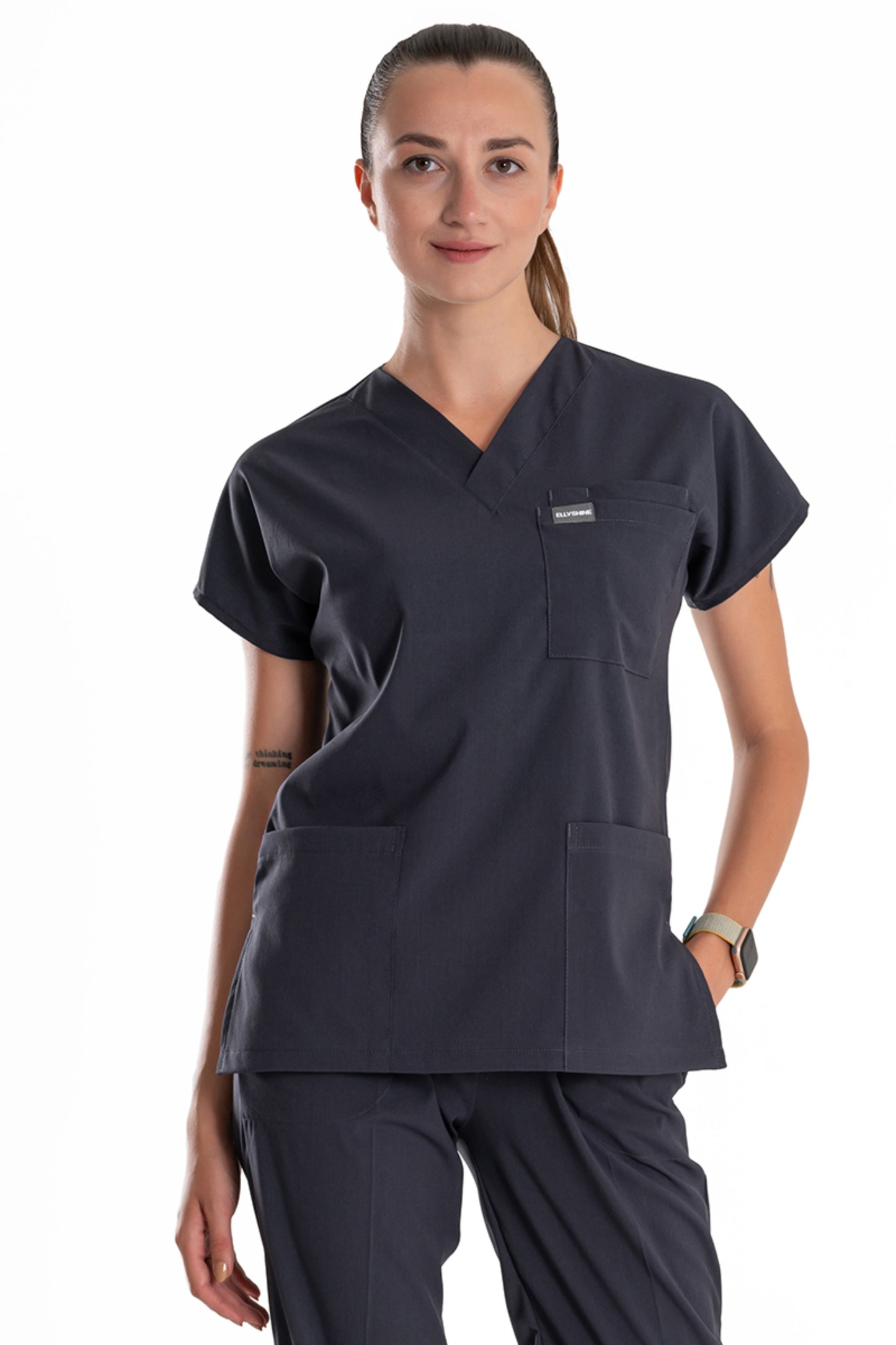 Professional Medical Scrubs Uniforms for Women Set Anthracite