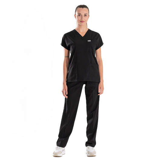 Professional Medical Scrubs Uniforms for Women Set Black