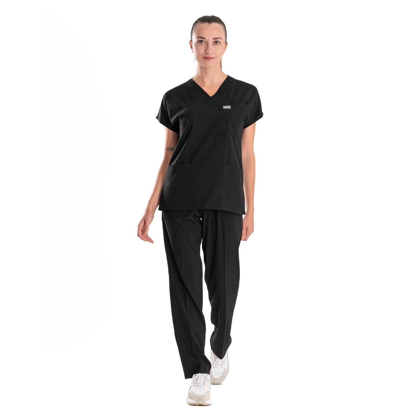 Professional Medical Scrubs Uniforms for Women Set Black