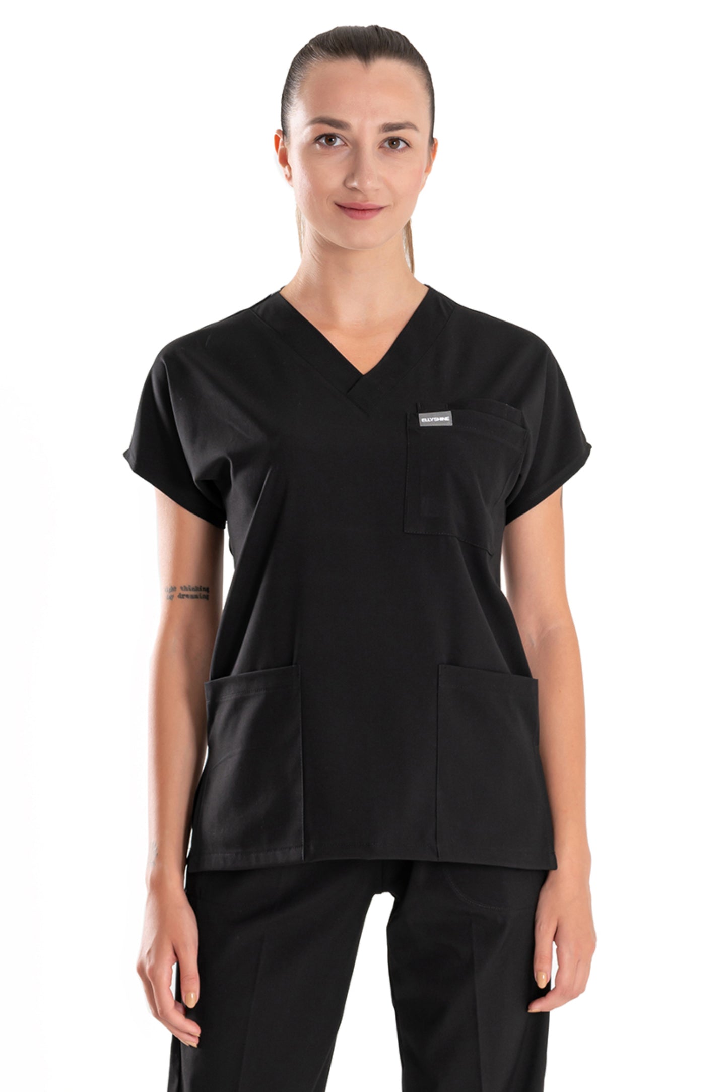 Professional Medical Scrubs Uniforms for Women Set Black