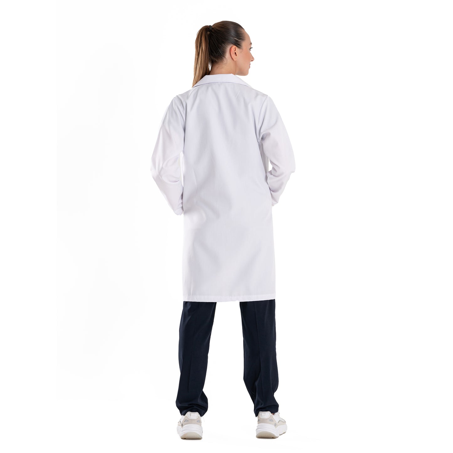 ELLYSHINE White Lab Coat for Medical Professionals, Long-sleeved, Unisex (Notched Lapel Collar)