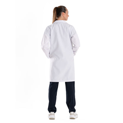 ELLYSHINE White Lab Coat for Medical Professionals, Long-sleeved, Unisex (Notched Lapel Collar)
