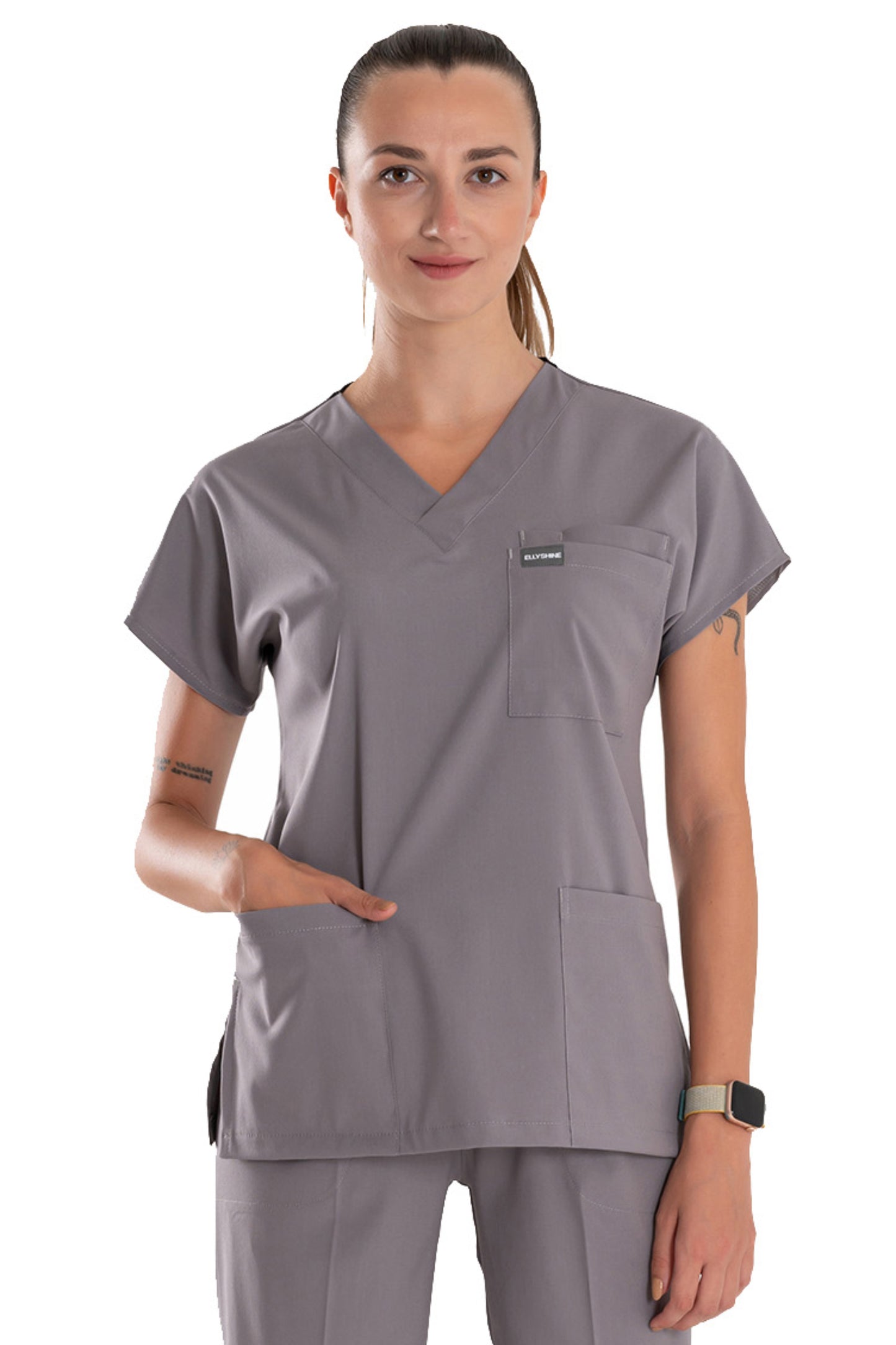 Professional Medical Scrubs Uniforms for Women Set Grey