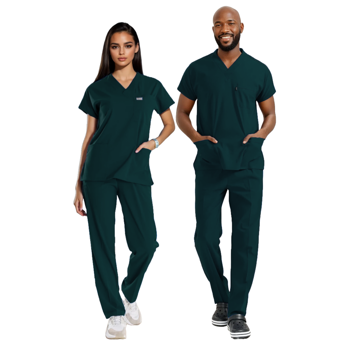 Professional Medical Scrubs Uniforms for Women Set Hunter Green