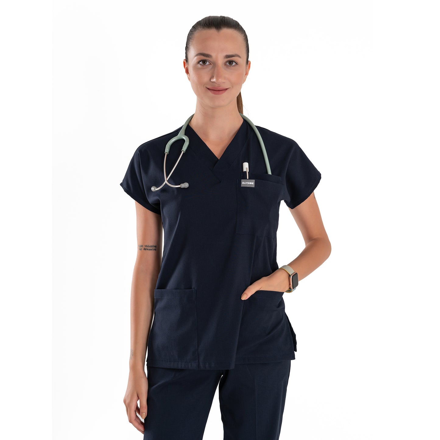 Professional Medical Scrubs Uniforms for Women Set Navy