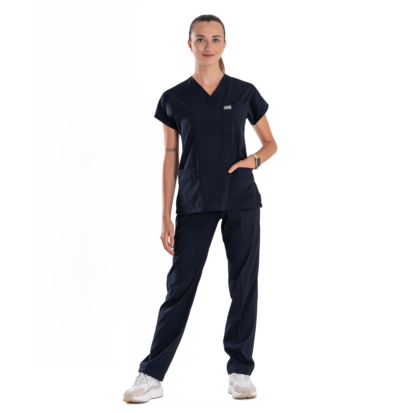 Professional Medical Scrubs Uniforms for Women Set Navy