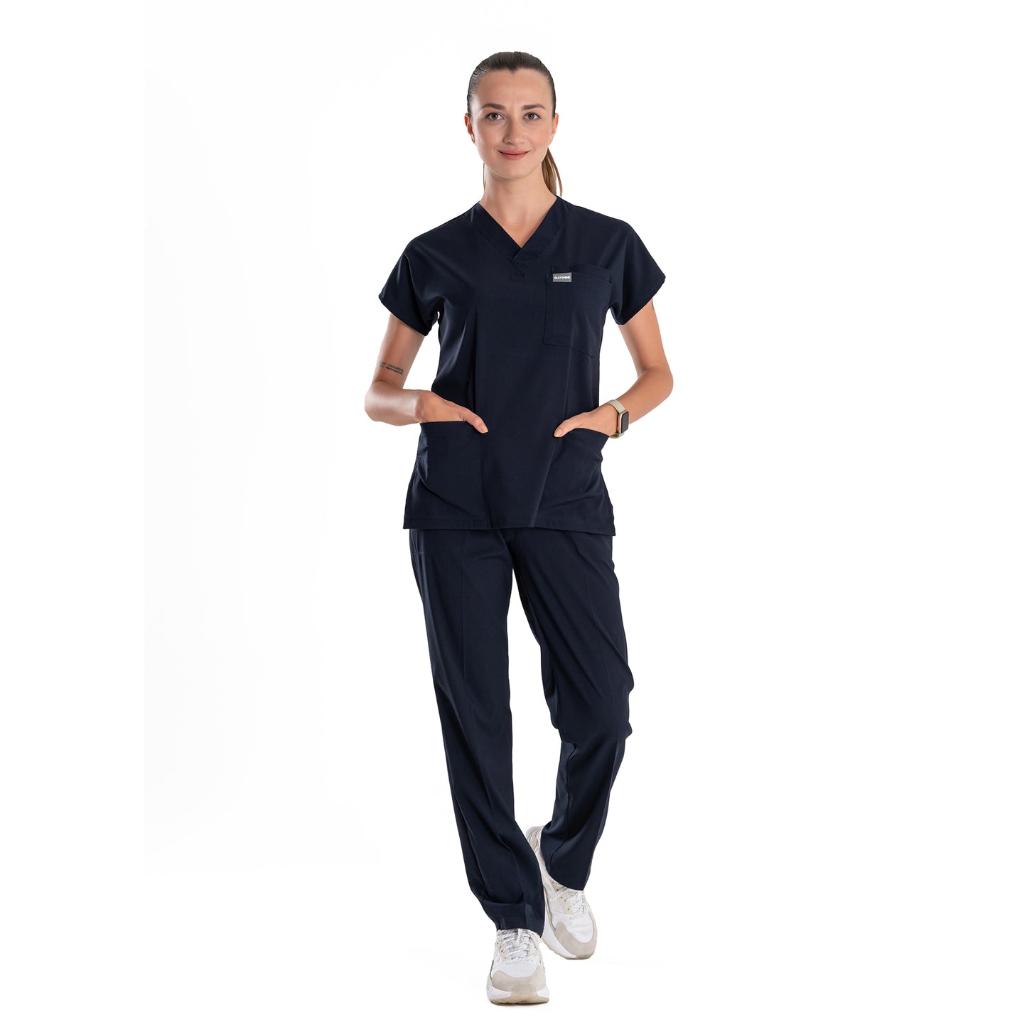 Professional Medical Scrubs Uniforms for Women Set Navy