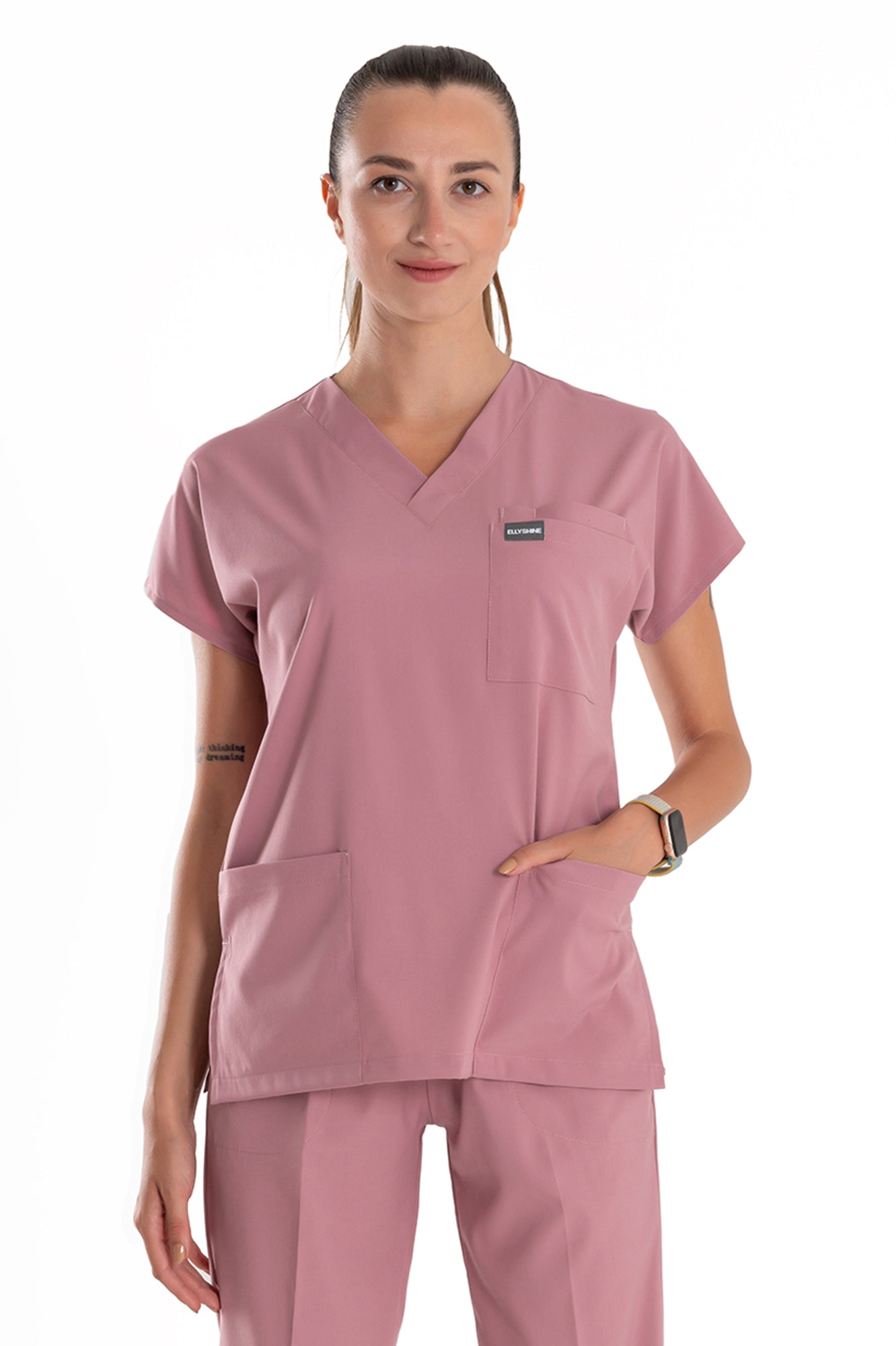 Professional Medical Scrubs Uniforms for Women Set Pink