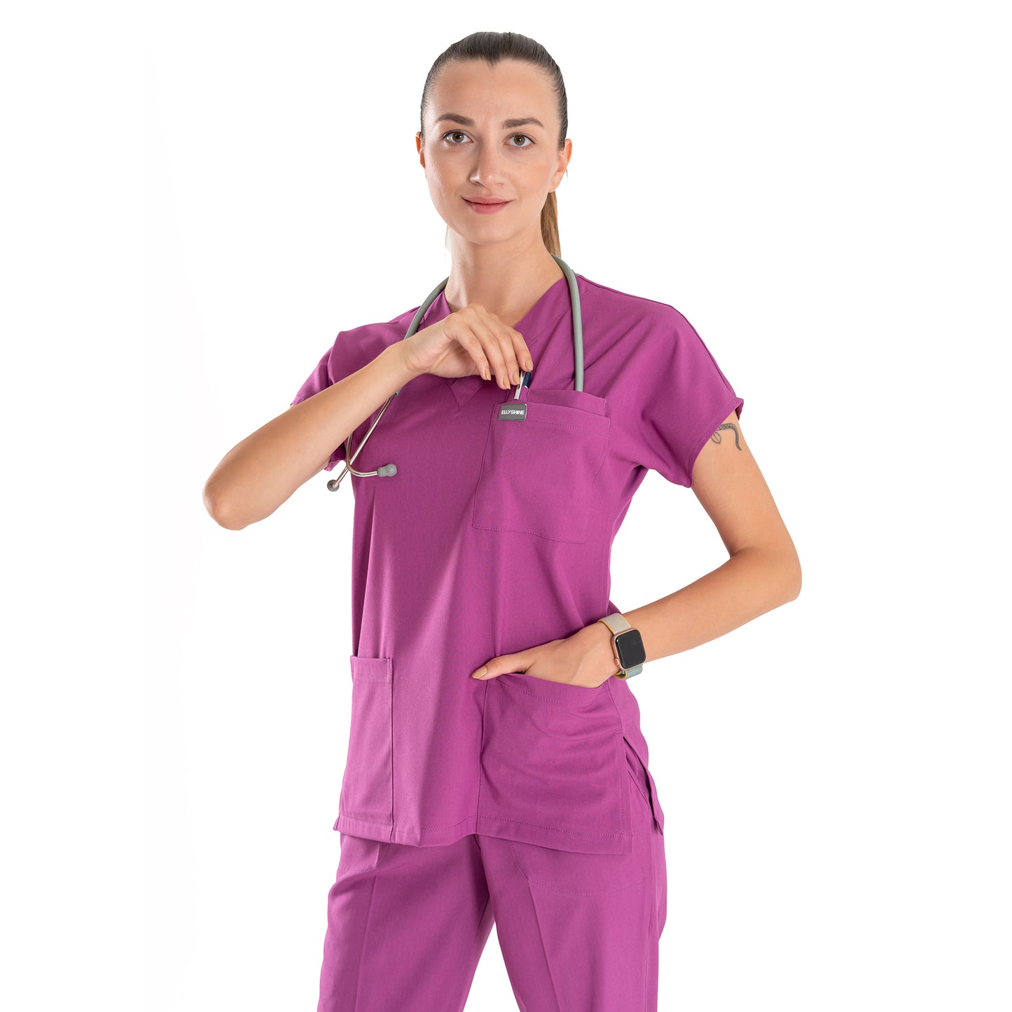 Professional Medical Scrubs Uniforms for Women Set Light Purple