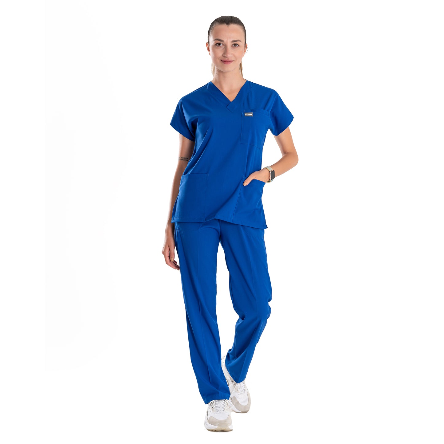 Professional Medical Scrubs Uniforms for Women Set Royal Blue