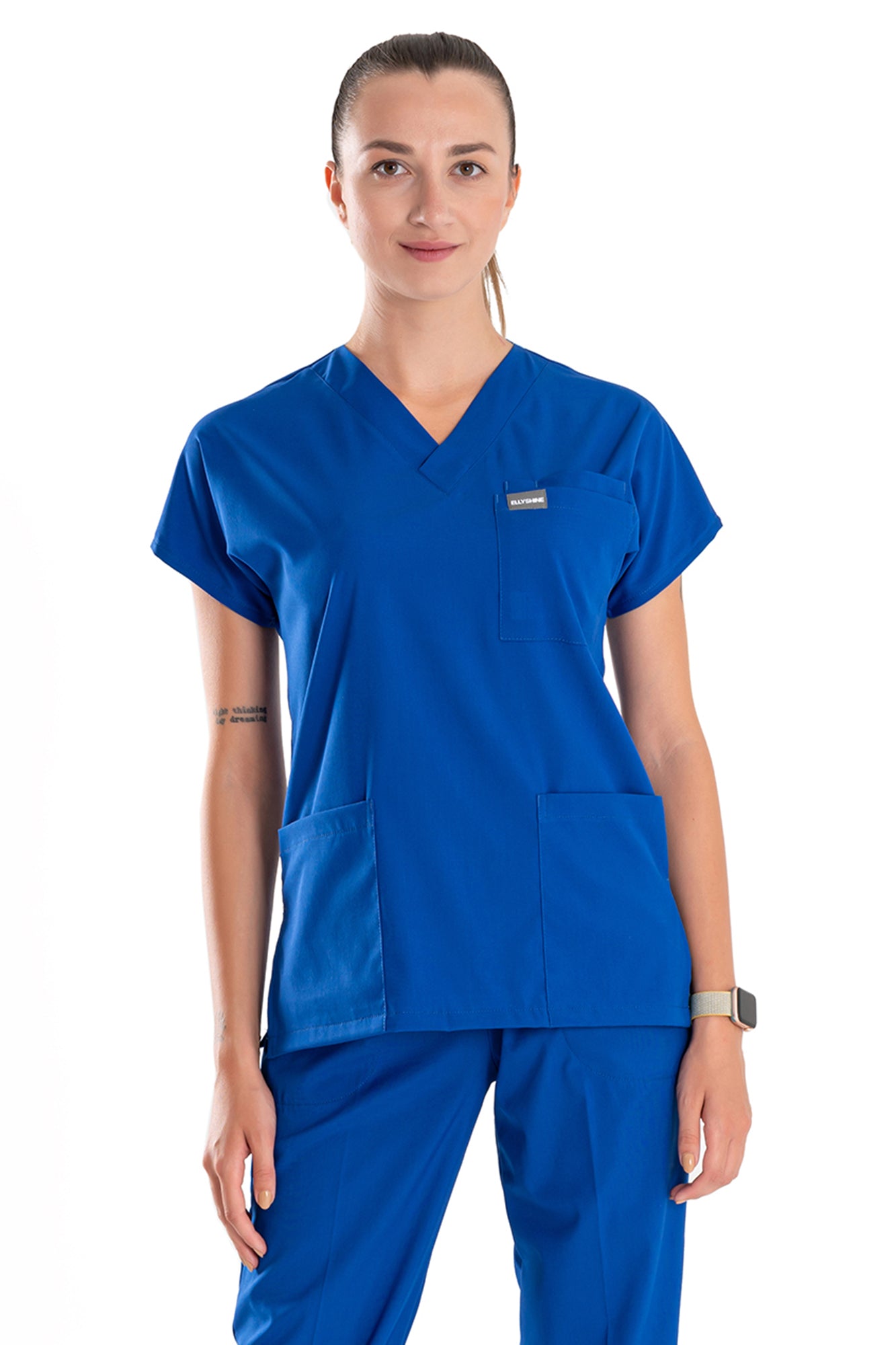 Professional Medical Scrubs Uniforms for Women Set Royal Blue