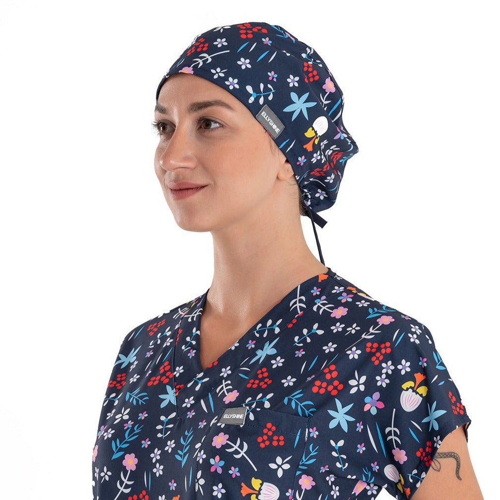 Printed V-Neck Medical Scrub Top, Tulip Printed