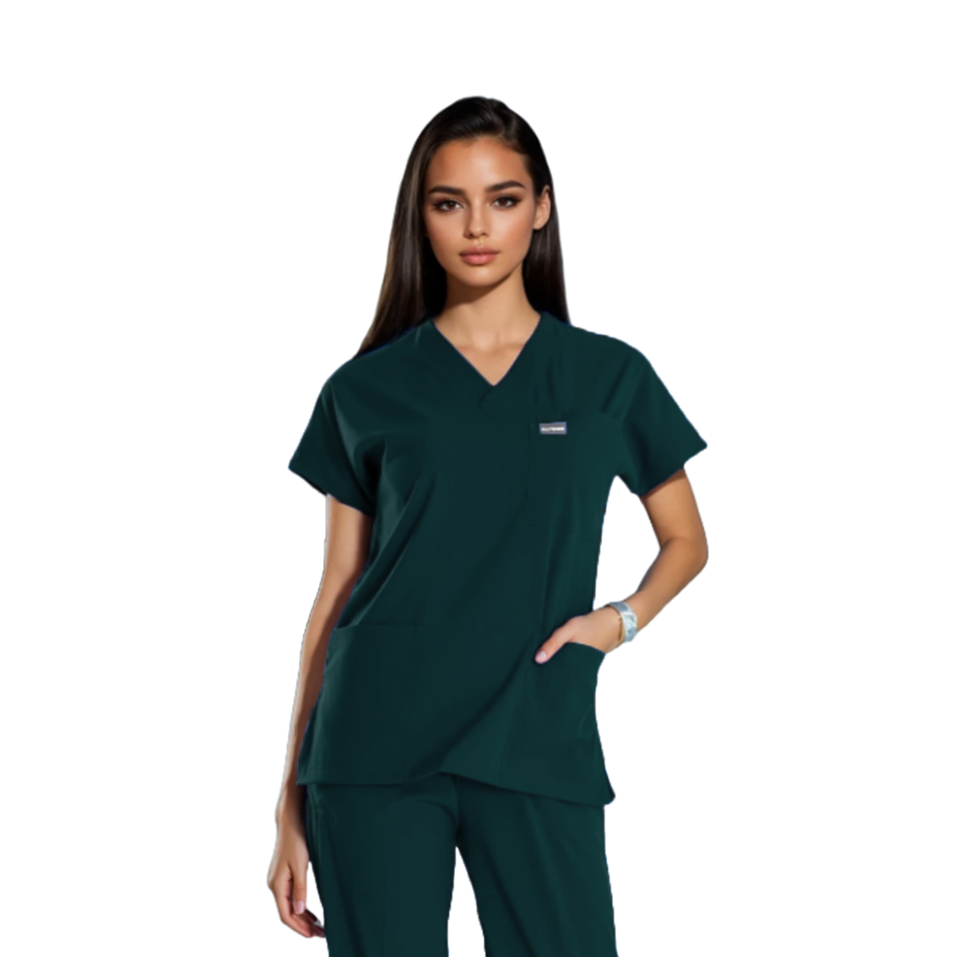 Professional Medical Scrubs Uniforms for Women Set Hunter Green