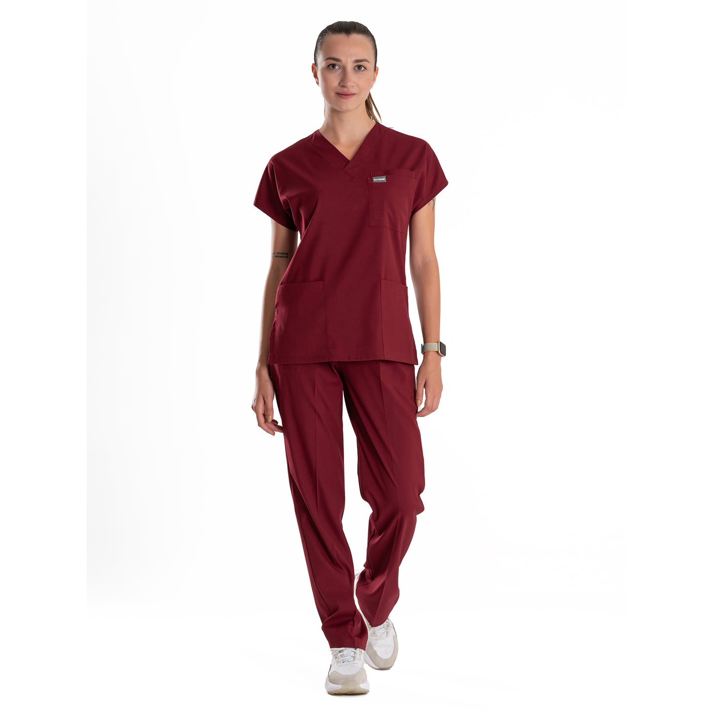 Professional Medical Scrubs Uniforms for Women Set Wine